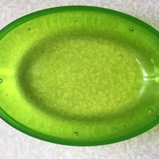 本日中に来ていただける方に格安でお譲り！レア！アレッシイ 大皿 サラダボウル おしゃれな 食器 フルーツ皿 クリア ネオン ライムグリーン　イタリア高級の画像