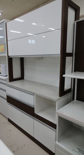 アクタス レンジボード 食器棚 WH×木目ブラウン ハイタイプ Hotta Woody【ユーズドユーズ名古屋天白店】J314