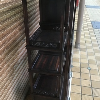 縞黒檀飾り棚　銘木　一枚板　無垢材の画像