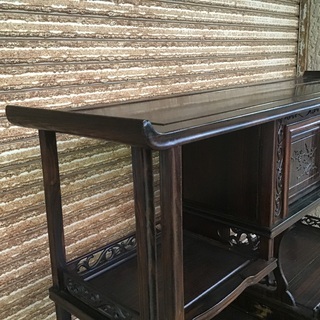 縞黒檀飾り棚　銘木　一枚板　無垢材の画像