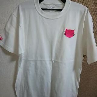 Tシャツ ネコ 猫のデザイン ピンク 肉球 刺繍シャツ