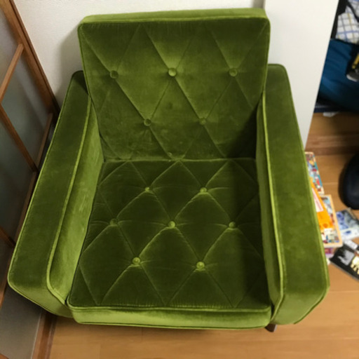 引き取り限定　カリモク  1pロビー　モケットグリーン