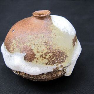☆未使用保管品 北海荒磯焼 一輪生 一輪挿し 下澤土泡 花器 花瓶 フラワーベース 北海ありそ 北陶窯 共箱有 札幌 北20条店の画像