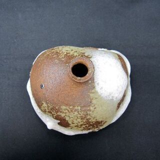 ☆未使用保管品 北海荒磯焼 一輪生 一輪挿し 下澤土泡 花器 花瓶 フラワーベース 北海ありそ 北陶窯 共箱有 札幌 北20条店の画像