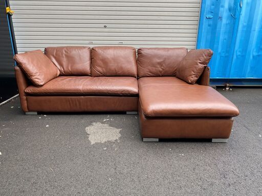 five by five ACTUS アクタス カウチソファ ソファ 本革 茶 中古品