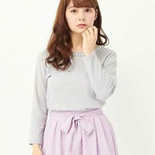 新品タグ付き☆アラマンダ(イング)☆装飾リブクルーネック七分袖カ...