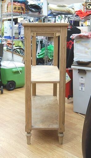 アンティーク調 3段 飾り棚 ガラス天板 オープンシェルフ ディスプレイ ラック 陳列棚 店舗什器としても 清田区 平岡 ☆札幌市 清