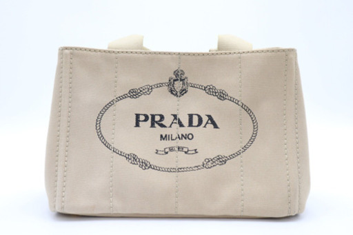 《PRADA/プラダ カナパミニ》Aランク 極美品 ベージュ ゴールド ロゴ