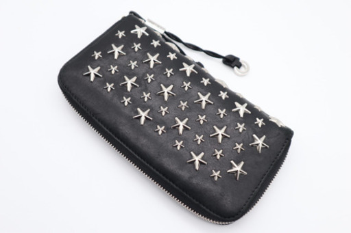 《JIMMY CHOO/スタースタッズ ラウンドファスナー長財布》ABランク 美