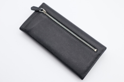 《PRADA/サフィアーノ 二つ折り長財布》ABランク ブラック 黄 箱 ギャラ
