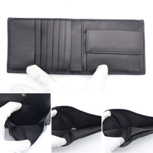 《GUCCI/グッチシマ ロゴプレート 二つ折り財布》Sランク 未使用品 極美品