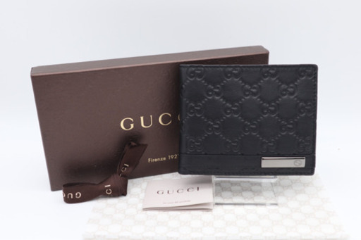 《GUCCI/グッチシマ ロゴプレート 二つ折り財布》Sランク 未使用品 極美品