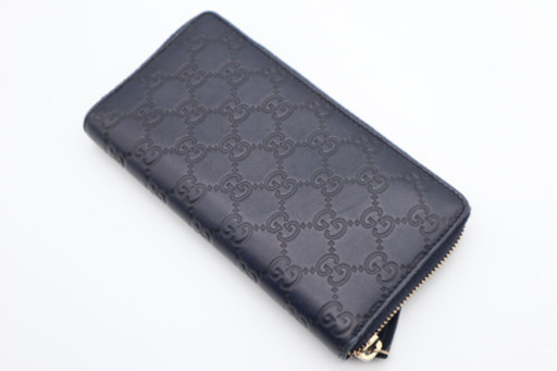 《GUCCI/グッチシマ ラウンドファスナー 長財布》ABランク 箱 ネイビー