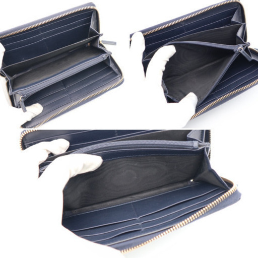 《GUCCI/グッチシマ ラウンドファスナー 長財布》ABランク 箱 ネイビー