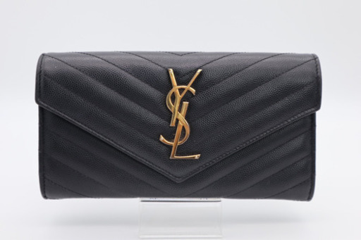 《SAINT LAURENT/ロゴ キルティング レザー 長財布》ABランク 美