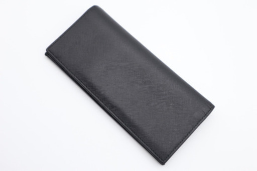 《PRADA/サフィアーノ ロゴ 二つ折り長財布》ABランク ブラック 美品