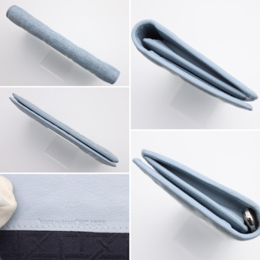 《Dior/レディディオール デニム 二つ折り長財布》Aランク 袋 極美品 水色
