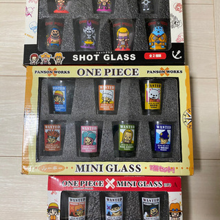 【未使用】ONE PIECEショットグラス三点セット&3Dアート