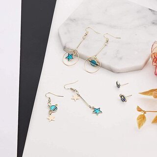 【新品】【6ペアセット】イヤリング レディース ピアス 盛り合わせ 月型 星型 地球型 ジュエリーセット 両耳 軟骨 合金製 贈り物の画像