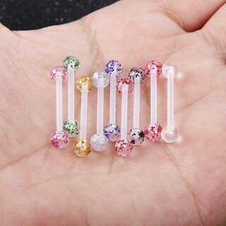 【新品】【16点セット】14G 12mm-18mm ボディー ピアス 樹脂 レディース 舌 乳首 唇 耳元 バーベル 彩 夏 流行り ピアス ジュエリー アクリル製 金属アレルギー 16mmの画像