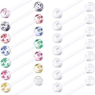 【新品】【16点セット】14G 12mm-18mm ボディー ピアス 樹脂 レディース 舌 乳首 唇 耳元 バーベル 彩 夏 流行り ピアス ジュエリー アクリル製 金属アレルギー 16mmの画像