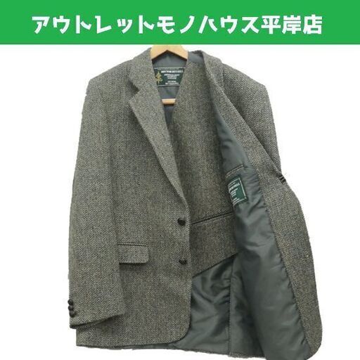 使用感少なめ★ハリスツイード テーラード スーツ ジャケット＆未使用ベストセット 42L 青緑 ヘリンボーン 英国製 PURE NEW WOOL 100％ ウール 秋冬 メンズ  ☆ PayPay(ペイペイ)決済可能 ☆ 札幌市 豊平区 平岸 アウトレットモノハウス