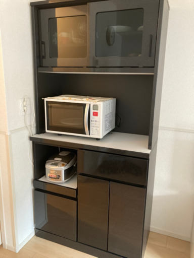 値下げ&レンジ付き！　美品　食器棚  大川家具