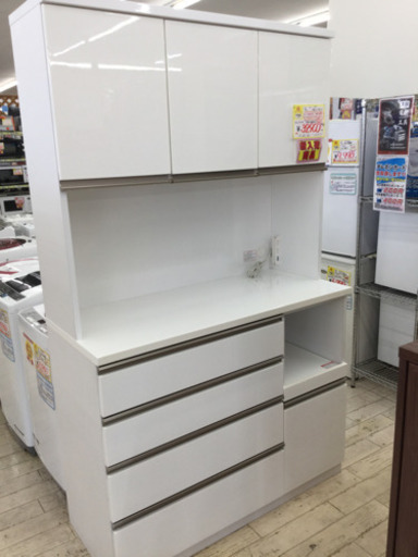 9/26 【大人気！！ニトリ】定価92,840- 3面大型食器棚 ハイカウンター アーバンスタイル カップボード レンジボード レンジ台 ZORO-120KB-WH ニトリ サコダ ナフコ