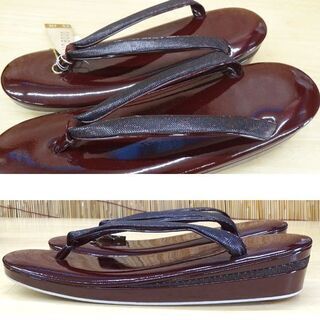 未使用品★和装小物 金鷲本舗 キンワシ印 特撰 草履・バッグセット L 小豆色/ワイン色 ラメ入 和服 着物  紫 ☆ PayPay(ペイペイ)決済可能 ☆ 札幌市 豊平区 平岸 アウトレットモノハウスの画像