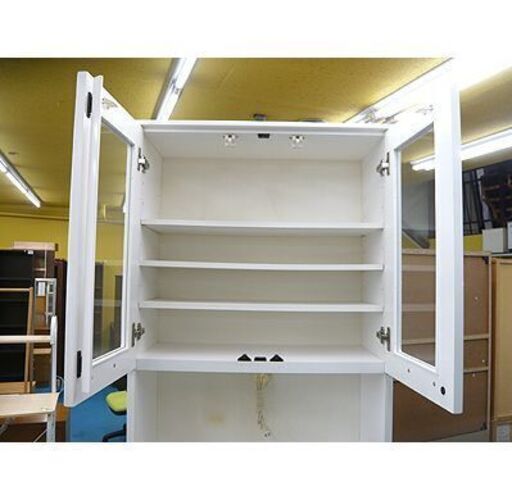 札幌【高さ211cm スリム レンジボード】幅75cm 白 ホワイト 上下分割可能 家電ボード 食器棚 本郷通店