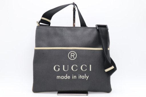 《GUCCI/ロゴプリント ショルダーバッグ 》ABランク ブラック アイボリー