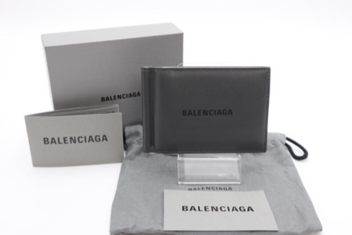《BALENCIAGA/ロゴ 二つ折り マネークリップ》Aランク 袋 箱 極美品