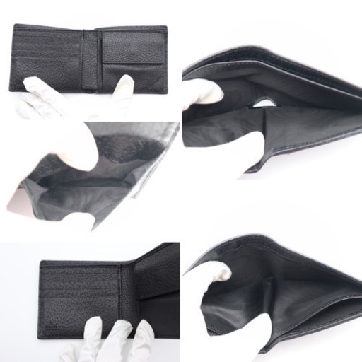 《GUCCI 二つ折り財布/アニマリエ レザー》Aランク ブラック ゴールド 美