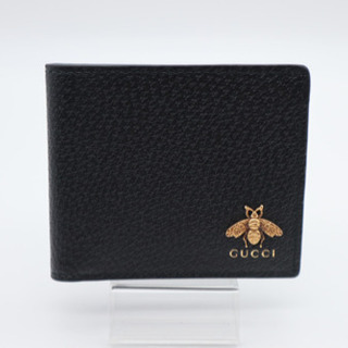 《GUCCI 二つ折り財布/アニマリエ レザー》Aランク ブラッ...