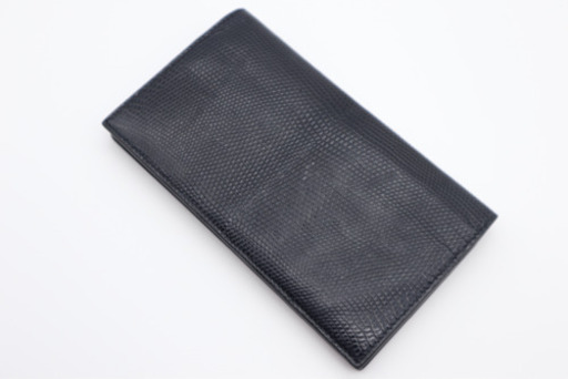 《BOTTEGA VENETA/二つ折り長財布 リザード型押し》ABランク 黒