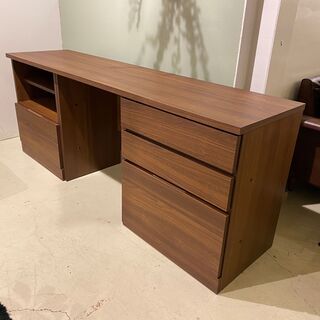 デスク 机 作業台 茶 引き出し付き 4分割 展示品 中古品
