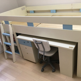 コイズミ システムベッド ロフトベッド 学習机 デスク チェスト セット