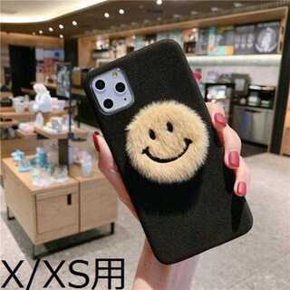【新品】【iPhoneX/XSブラック】スマホケース ふわふわニ...