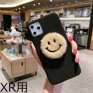 【新品】【iPhoneXR ブラック】スマホケース ふわふわニコ...