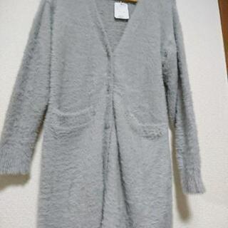 新品タグ付☆ページボーイPAGEBOY☆ふわふわフェザーVネックロングカーディガン♪ライトグレー♪の画像
