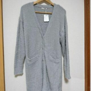 新品タグ付☆ページボーイPAGEBOY☆ふわふわフェザーVネックロングカーディガン♪ライトグレー♪の画像