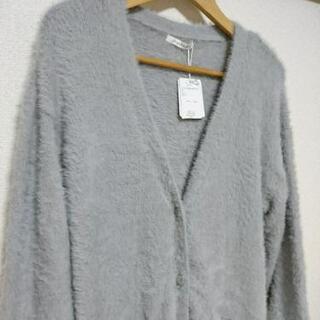 新品タグ付☆ページボーイPAGEBOY☆ふわふわフェザーVネックロングカーディガン♪ライトグレー♪の画像