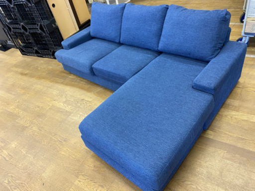 0927-1   Ｌ字型ソファ　ブルー