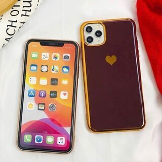 【新品】 iPhone XR ケース ハート ワインレッドの画像