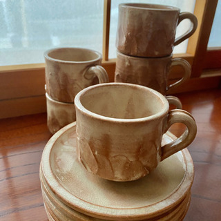 萩焼　6客セット　コーヒーカップ&ソーサー