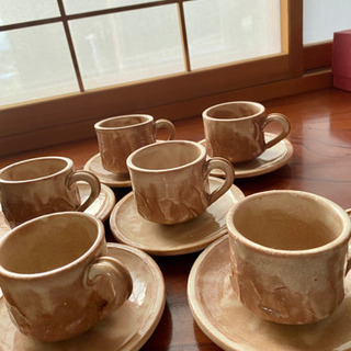 萩焼　6客セット　コーヒーカップ&ソーサーの画像