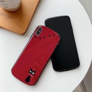 【新品】☆iPhone11 対応 ケース 赤色 ケース【猫】の画像