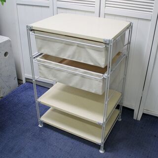  R2046) 無印良品 スチールユニットシェルフ帆布バスケット...