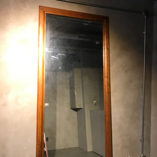 本今日まで！！引取り限定 店舗 什器 鏡 アンティーク ウッド ミラー 姿見