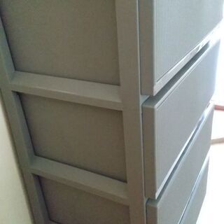 4段 引出収納 グレー プラスチック 収納の画像